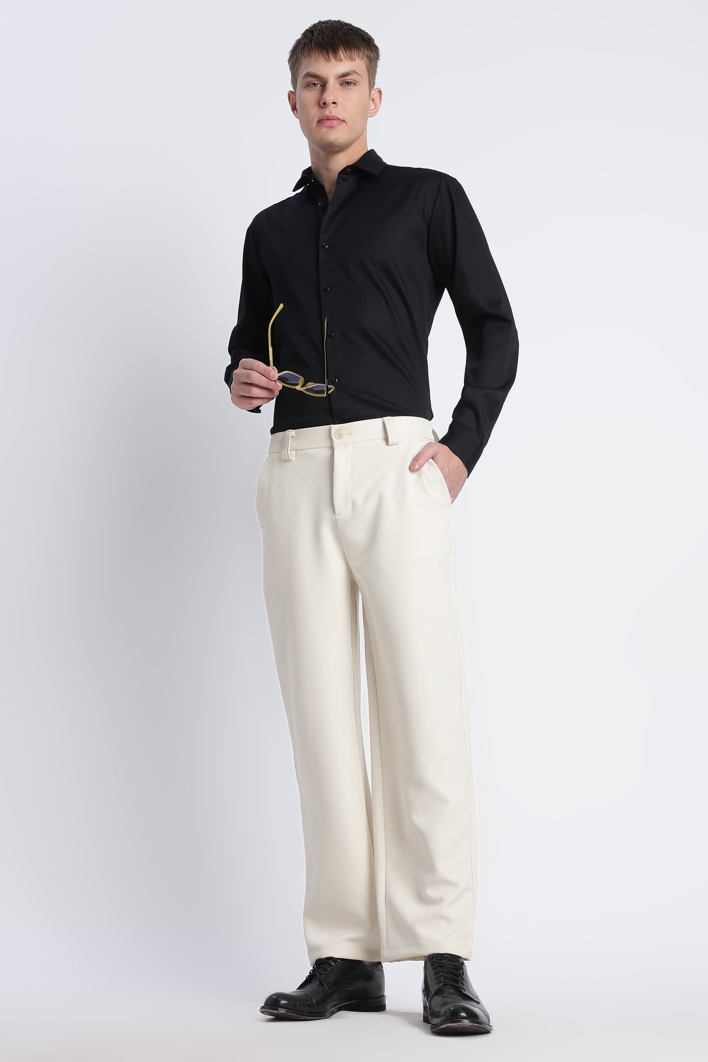 Refined Satin Finish Slim Fit Shirt Black