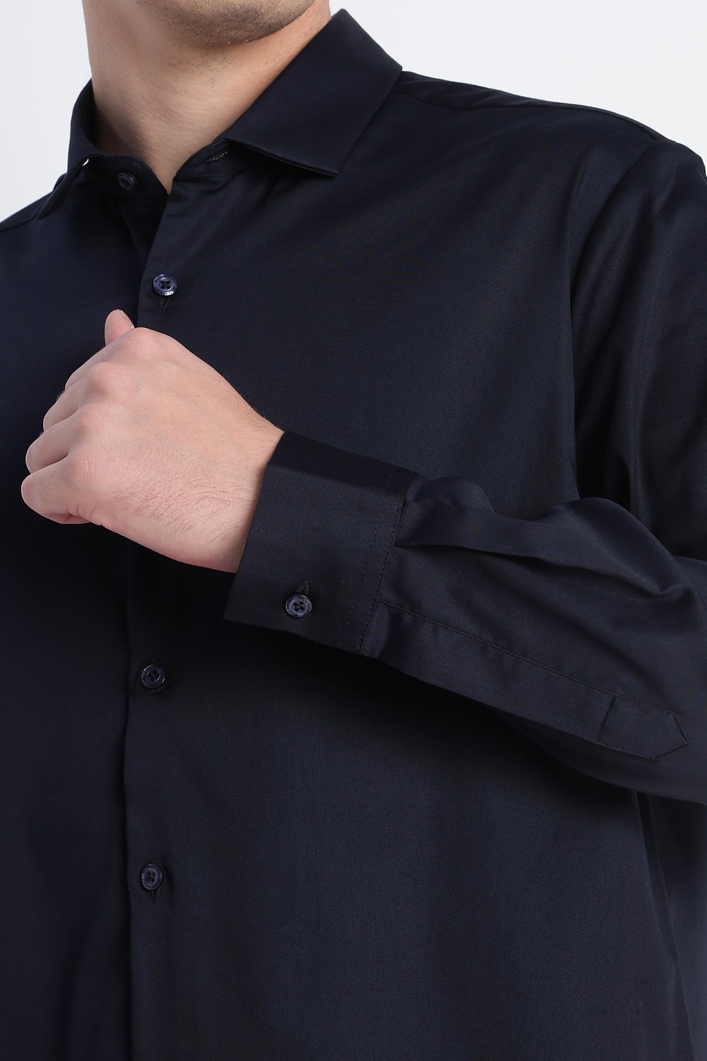 Refined Satin Finish Slim Fit Shirt Dk Navy