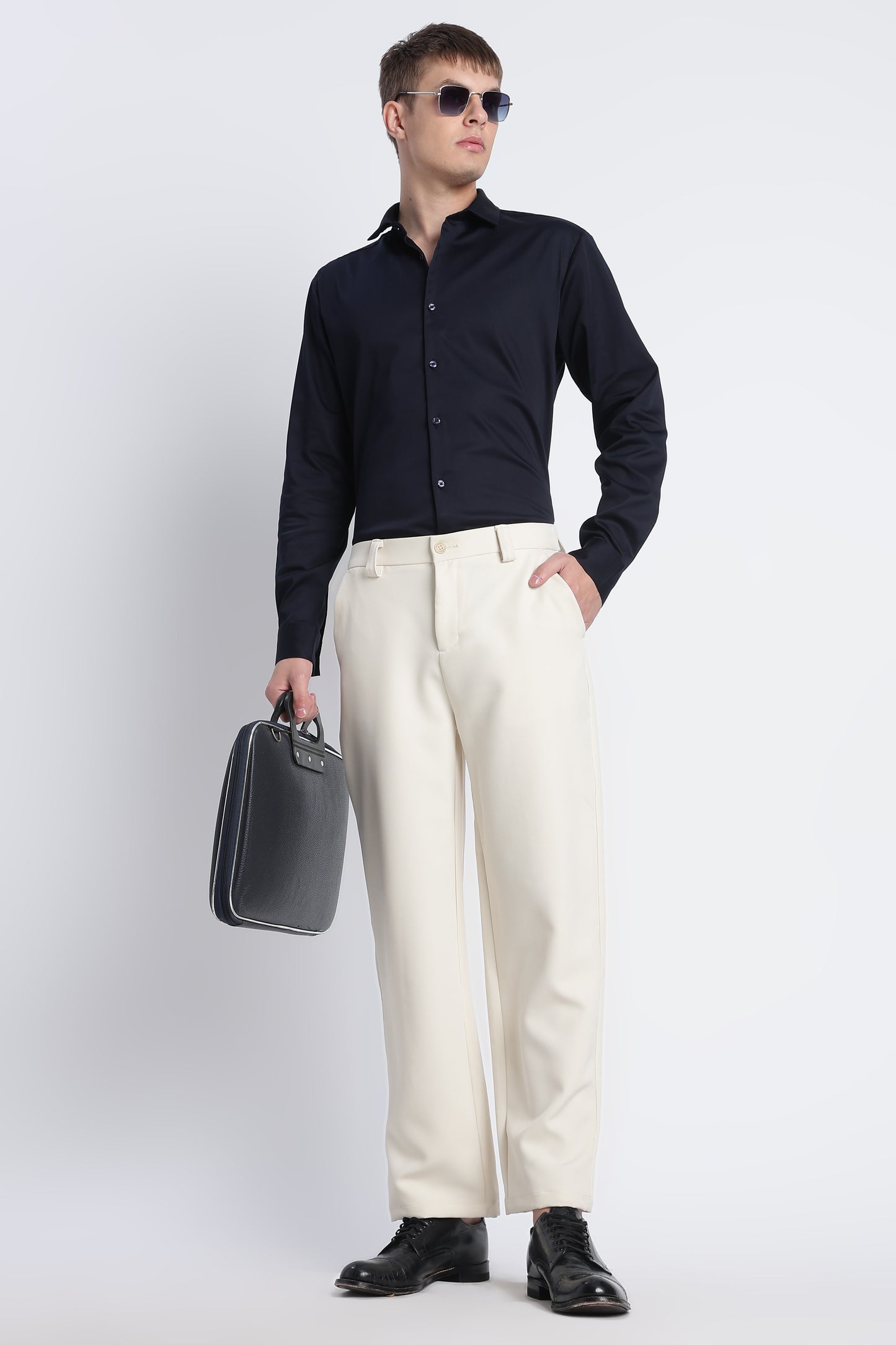 Refined Satin Finish Slim Fit Shirt Dk Navy