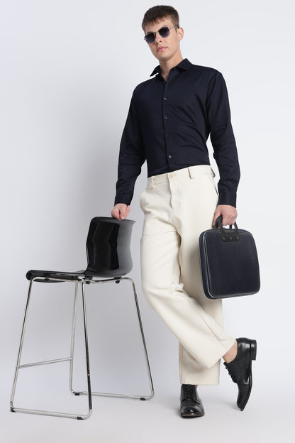 Refined Satin Finish Slim Fit Shirt Dk Navy