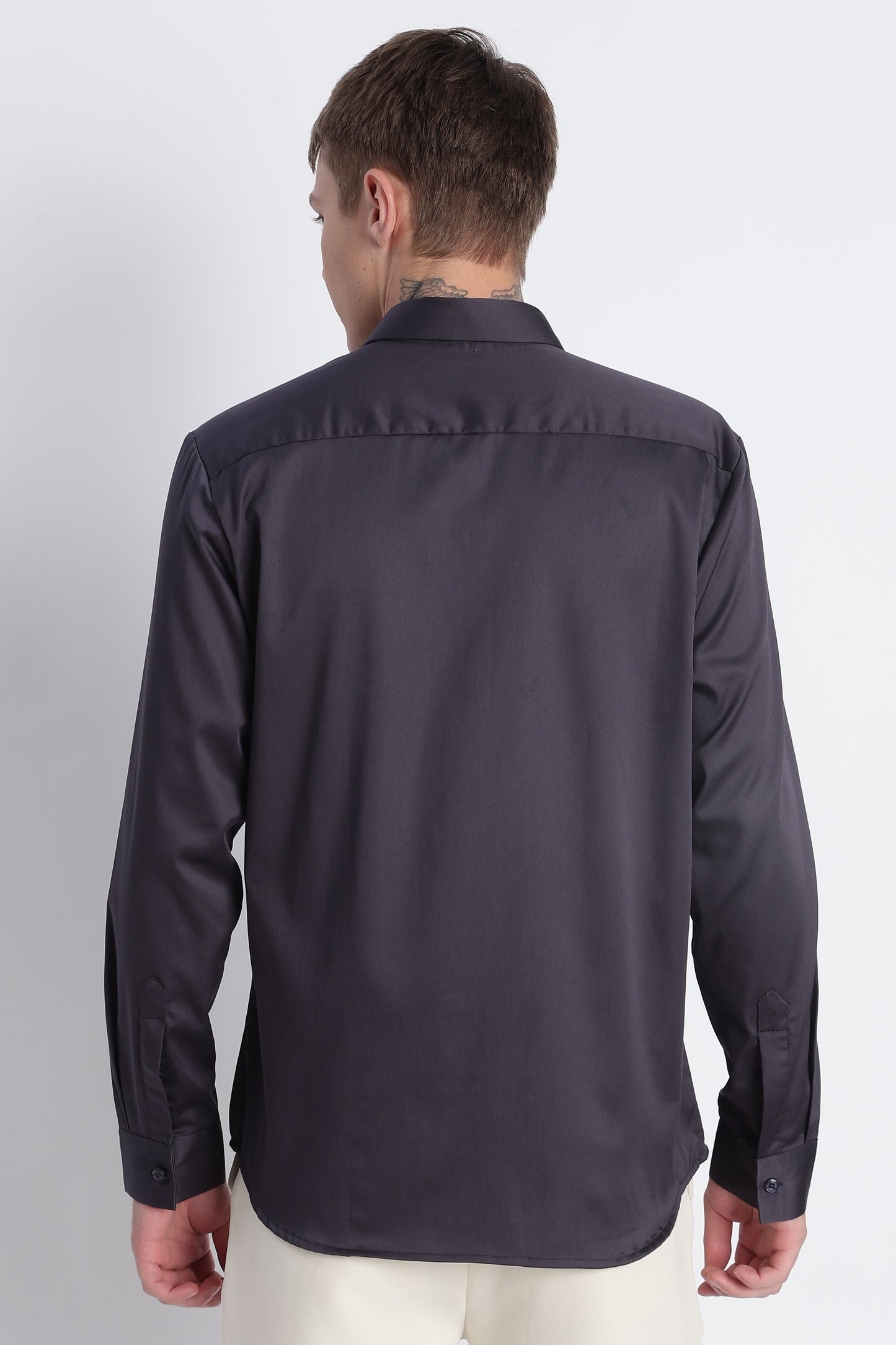 Refined Satin Finish Slim Fit Shirt Dk Grey