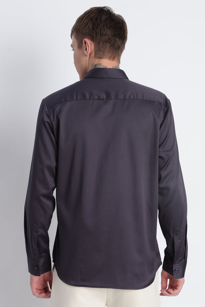 Refined Satin Finish Slim Fit Shirt Dk Grey