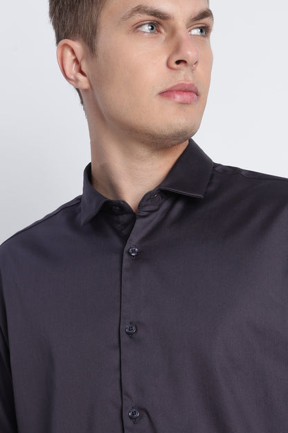 Refined Satin Finish Slim Fit Shirt Dk Grey