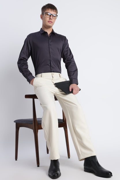 Refined Satin Finish Slim Fit Shirt Dk Grey