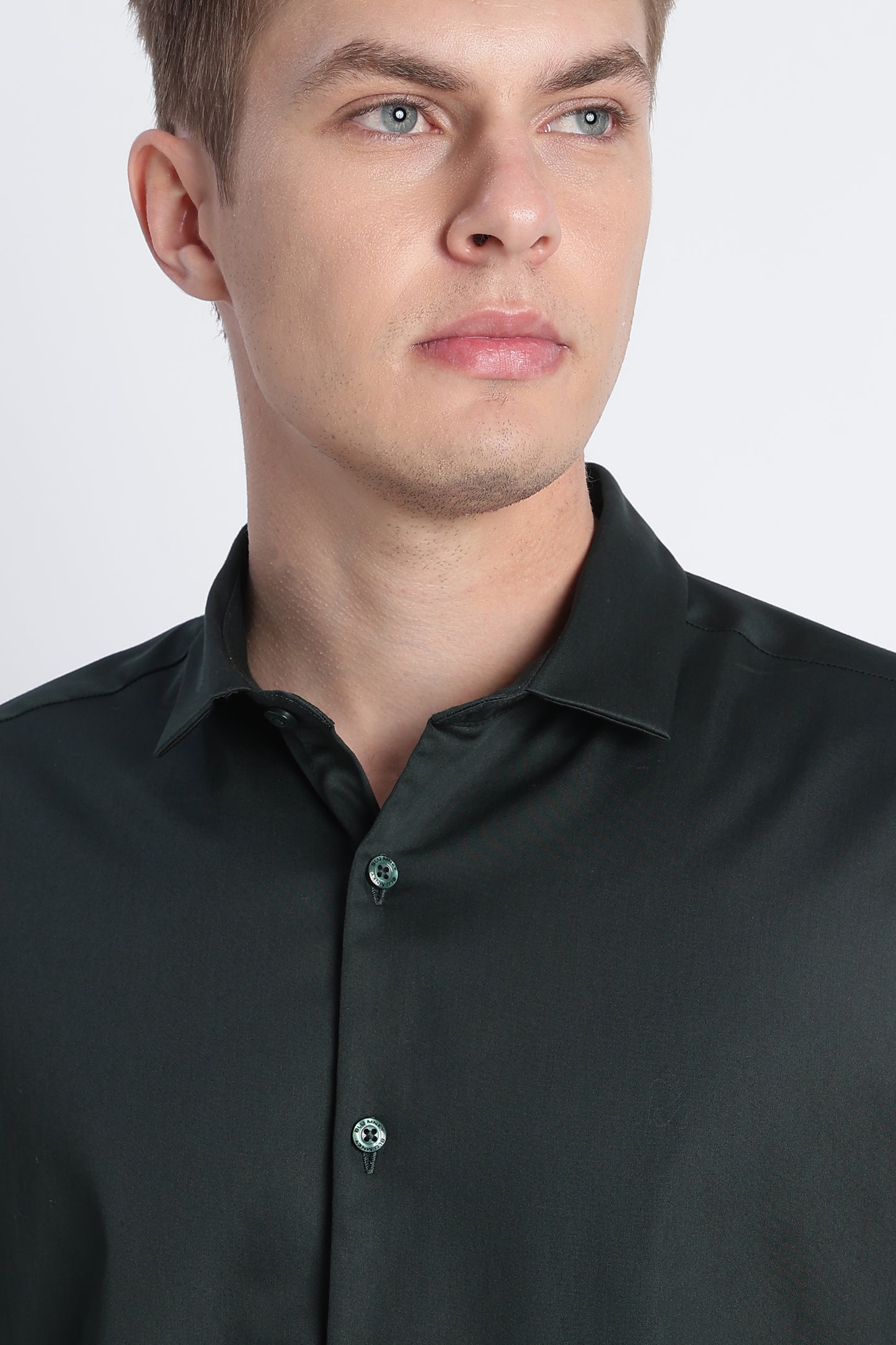 Refined Satin Finish Slim Fit Shirt Dk Green