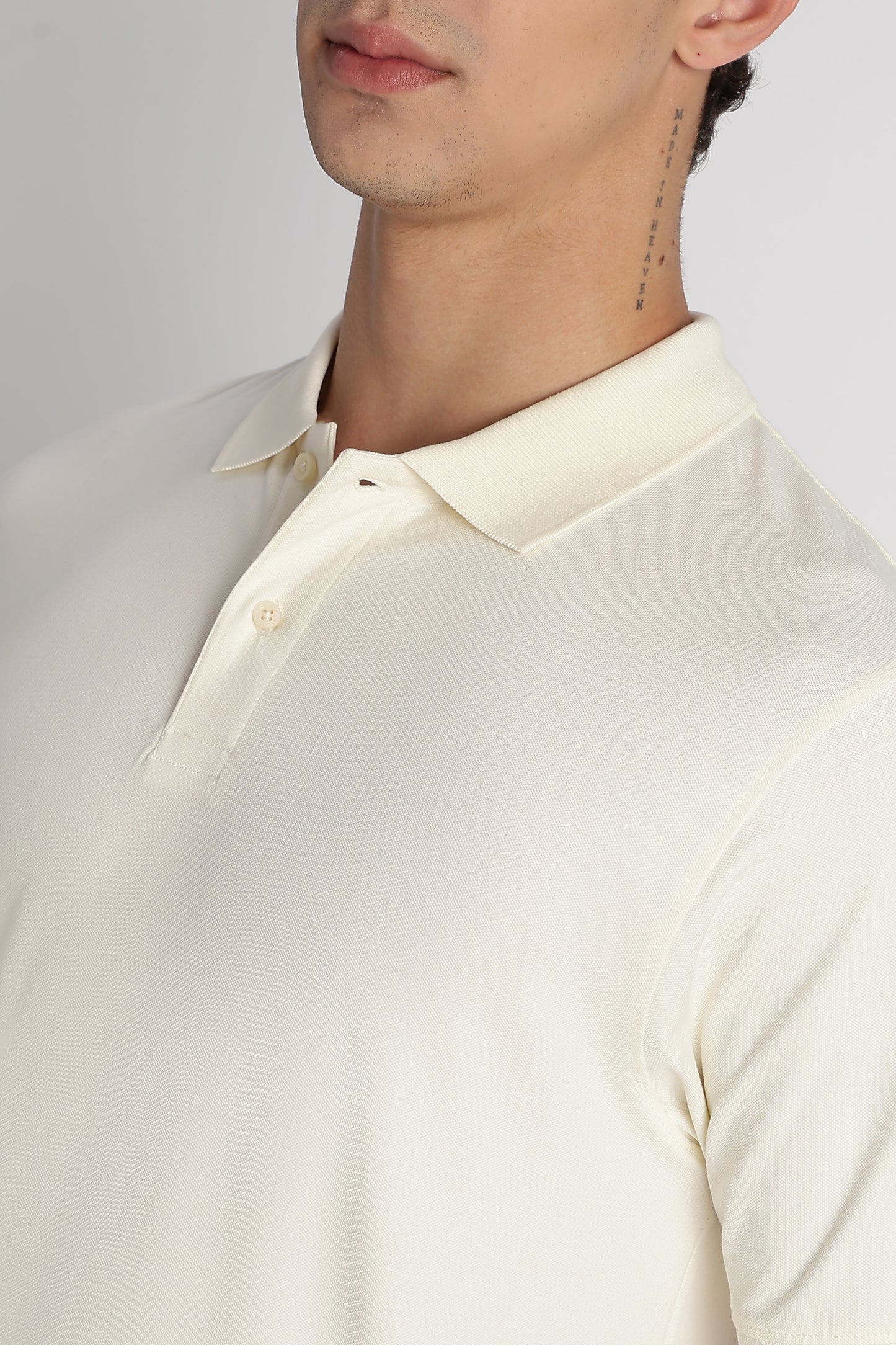 Premium Stretch Cotton Slim Fit Polo T-Shirt Cream