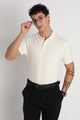 Premium Stretch Cotton Slim Fit Polo T-Shirt Cream