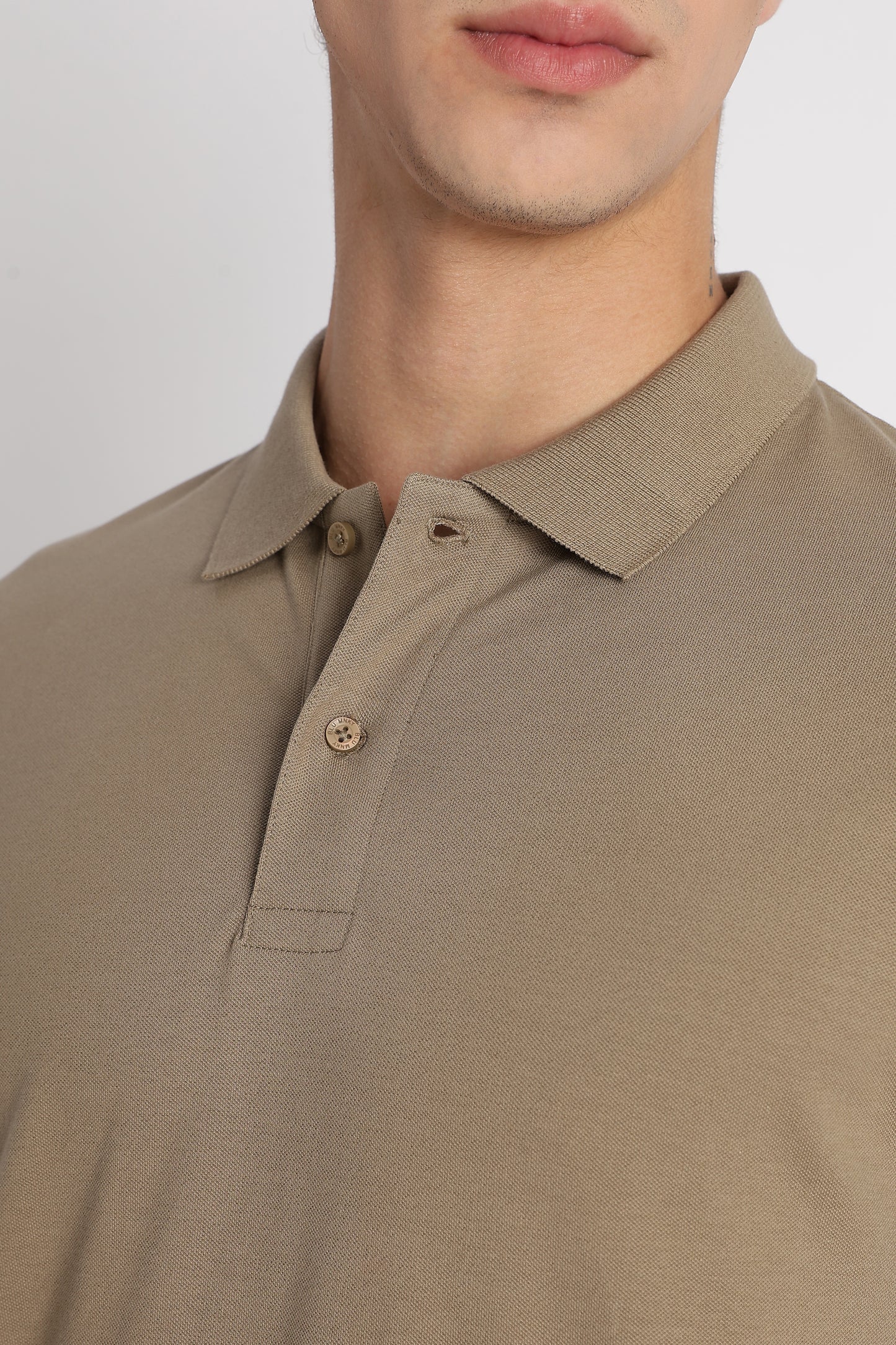 Premium Stretch Cotton Slim Fit Polo T-Shirt Khaki