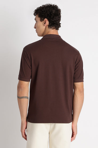 Premium Stretch Cotton Slim Fit Polo T-Shirt Brown
