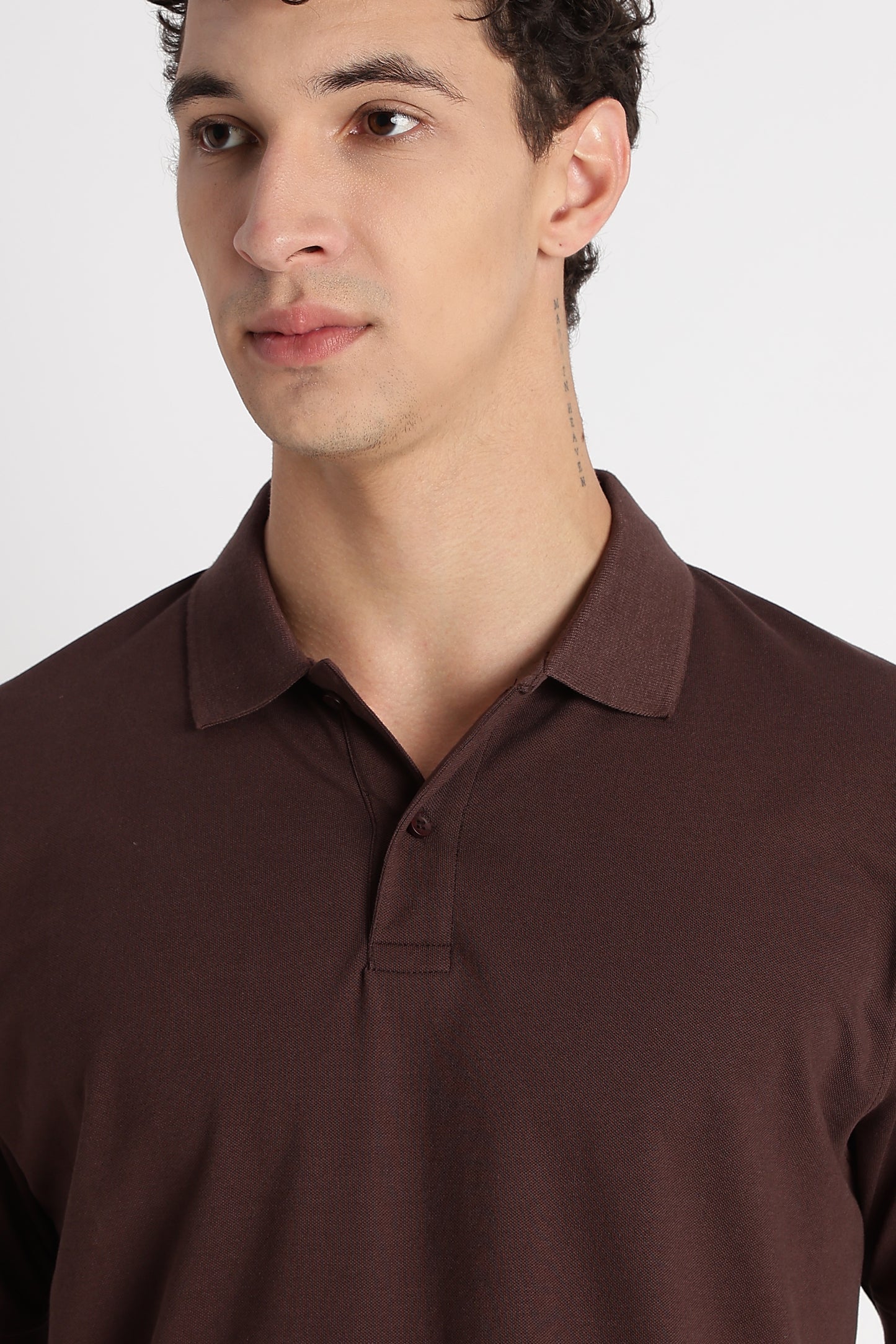Premium Stretch Cotton Slim Fit Polo T-Shirt Brown