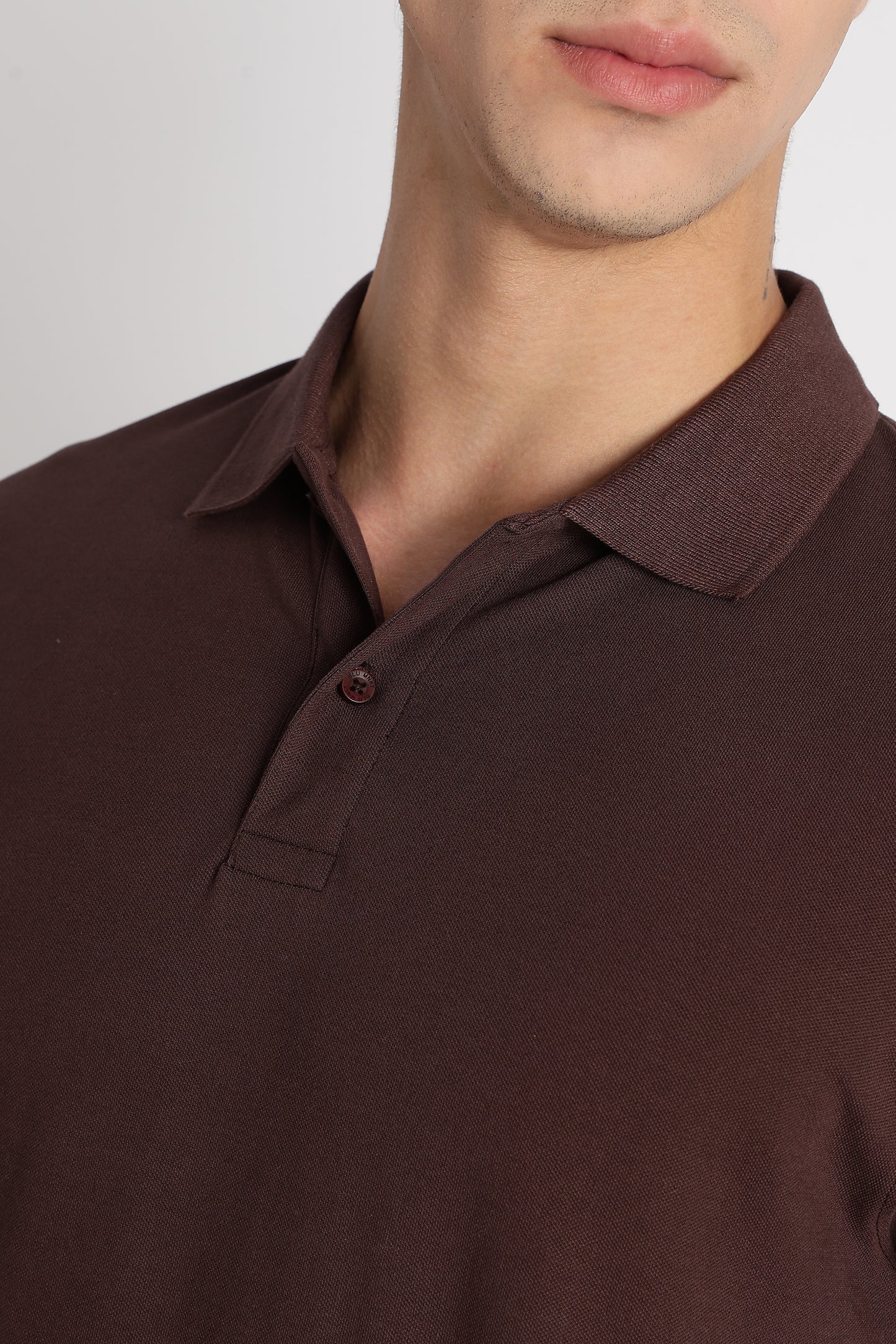 Premium Stretch Cotton Slim Fit Polo T-Shirt Brown
