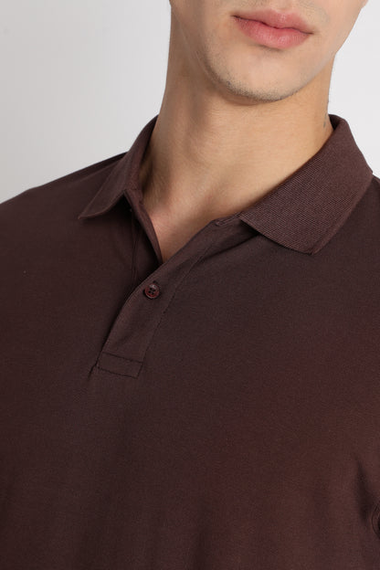 Premium Stretch Cotton Slim Fit Polo T-Shirt Brown