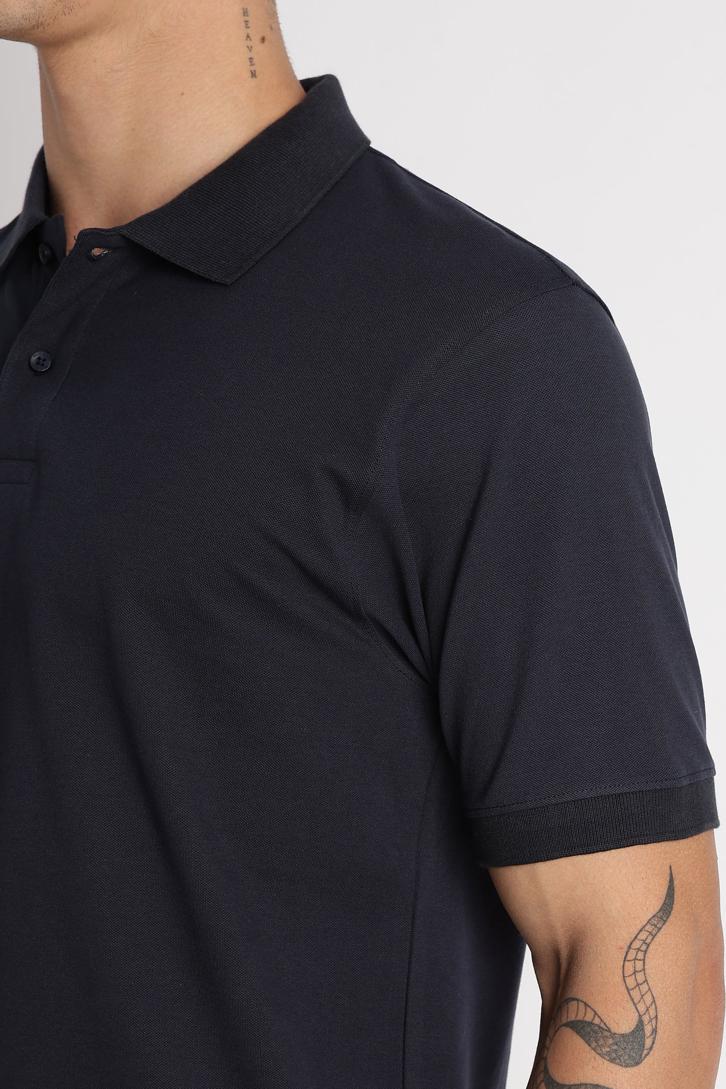 Premium Stretch Cotton Slim Fit Polo T-Shirt Navy