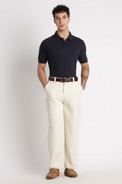 Premium Stretch Cotton Slim Fit Polo T-Shirt Navy