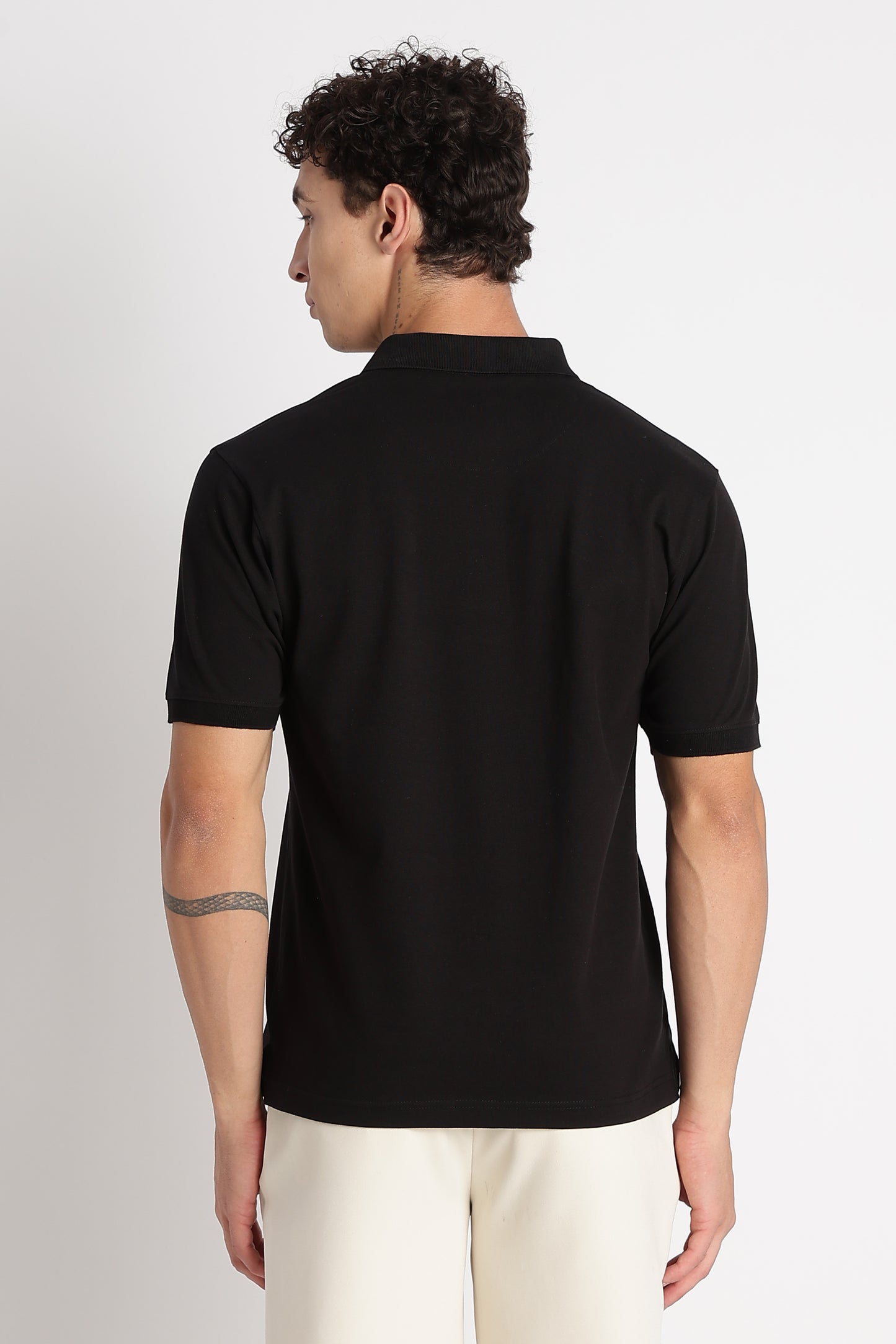 Premium Stretch Cotton Slim Fit Polo T-Shirt Black
