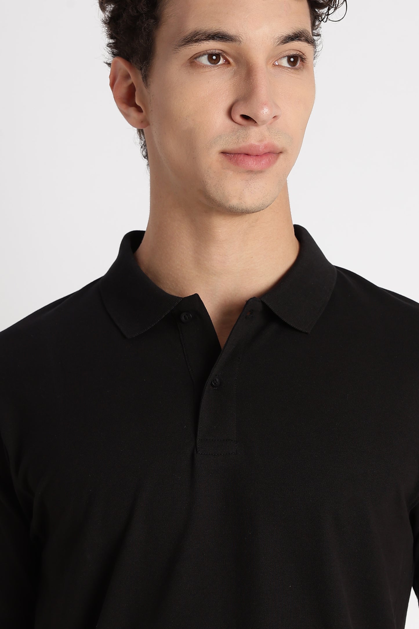 Premium Stretch Cotton Slim Fit Polo T-Shirt Black