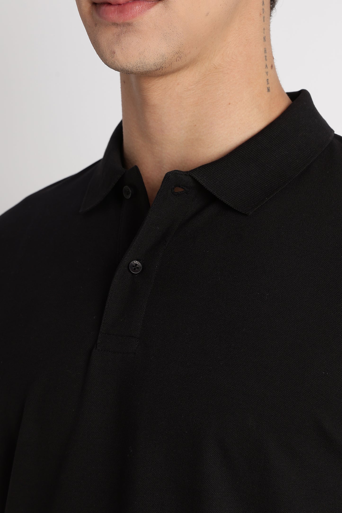 Premium Stretch Cotton Slim Fit Polo T-Shirt Black