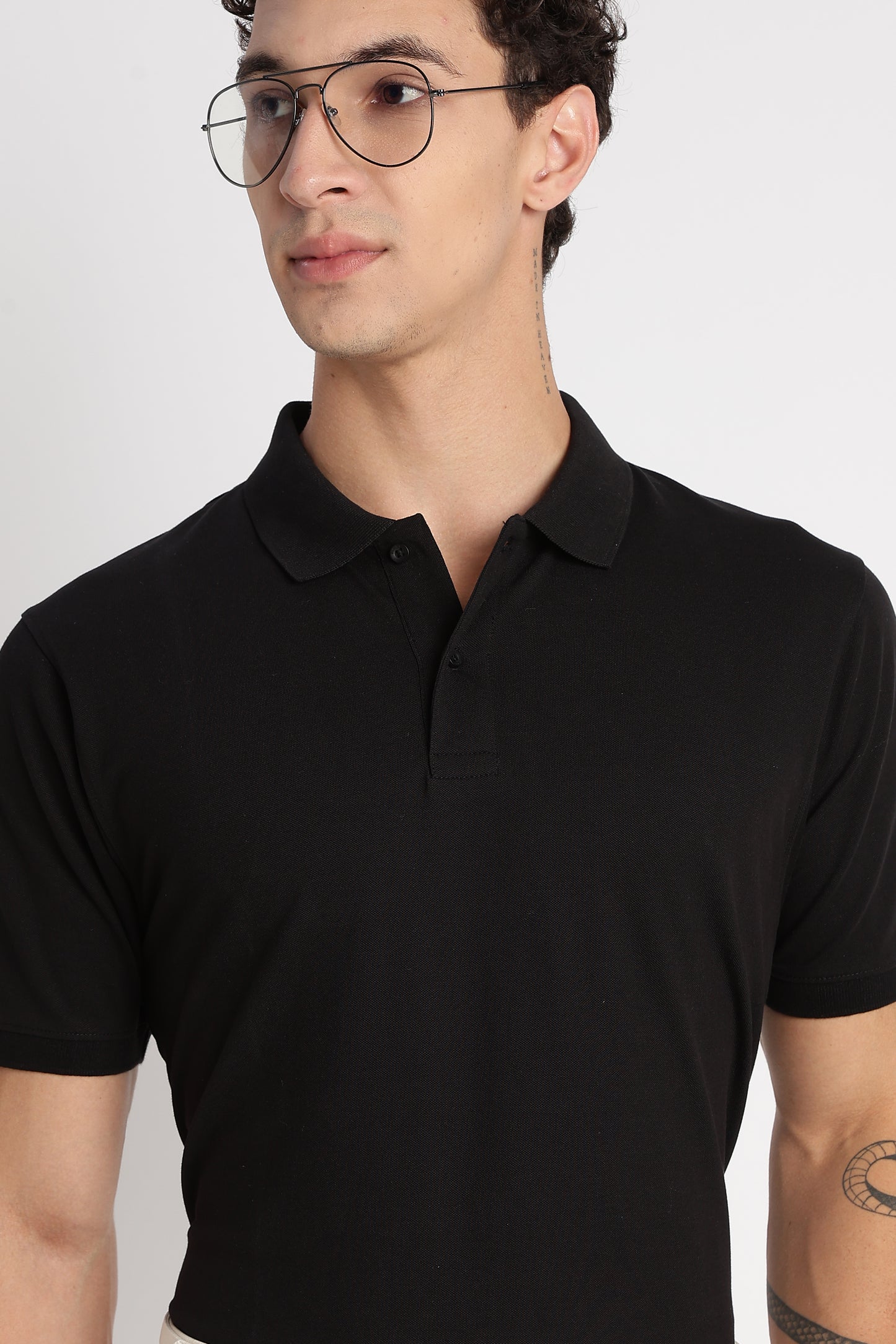 Premium Stretch Cotton Slim Fit Polo T-Shirt Black