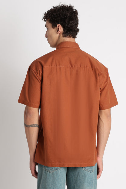 Breathable Cotton Linen Shirt Brown