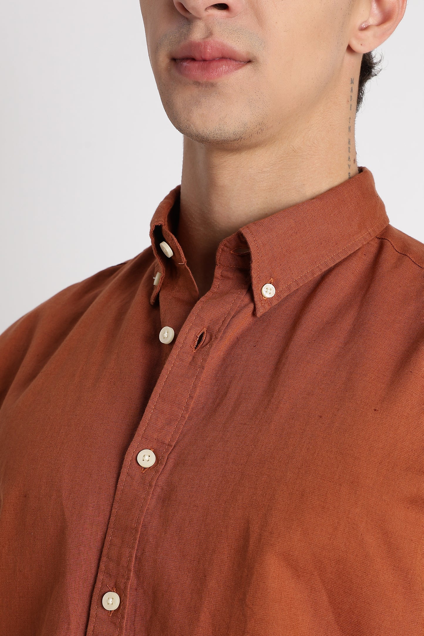 Breathable Cotton Linen Shirt Brown