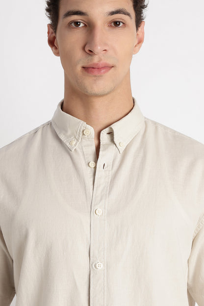 Breathable Cotton Linen Shirt Off White