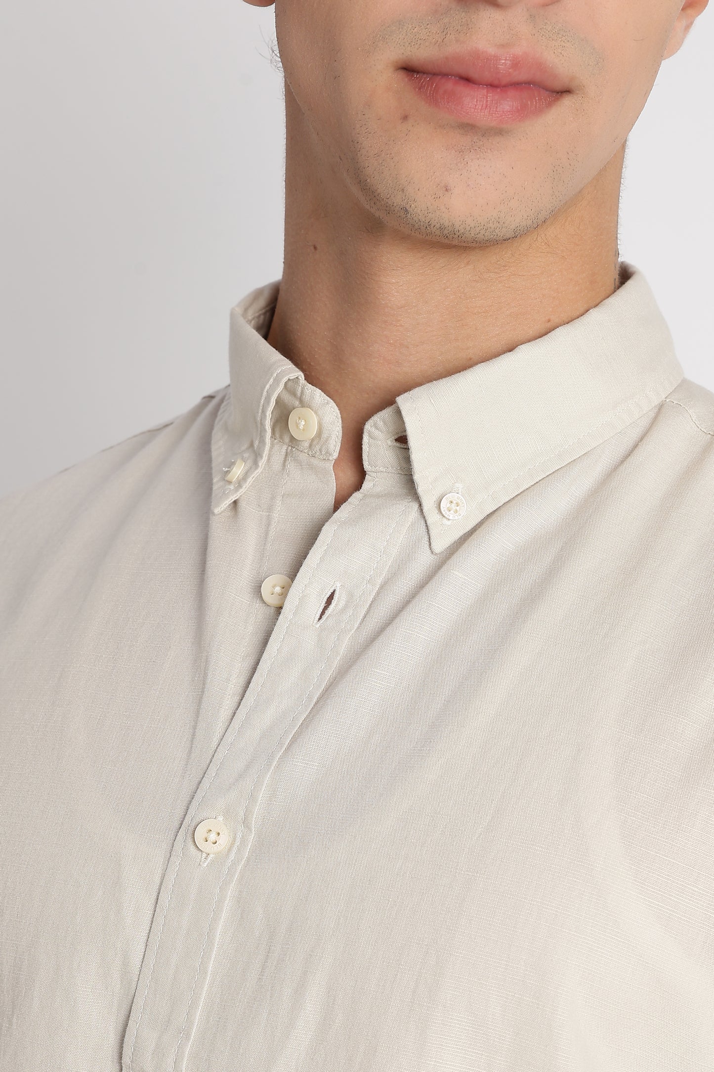 Breathable Cotton Linen Shirt Off White