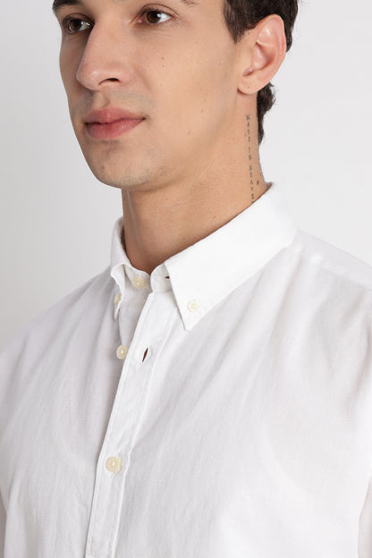 Breathable Cotton Linen Shirt White
