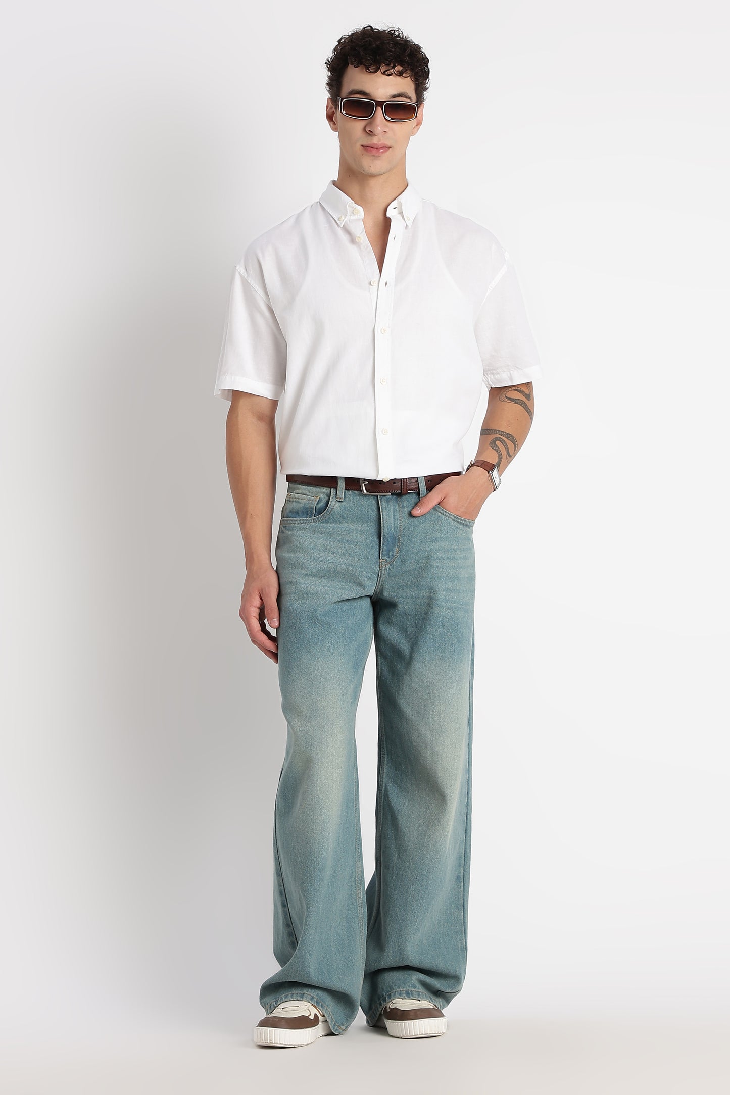 Breathable Cotton Linen Shirt White
