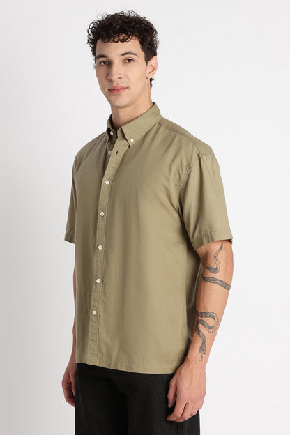 Breathable Cotton Linen Shirt Olive
