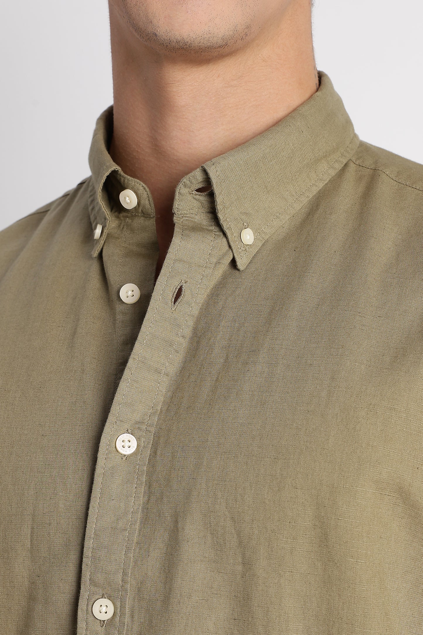 Breathable Cotton Linen Shirt Olive