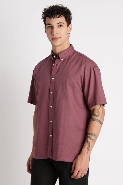 Breathable Cotton Linen Shirt Purple