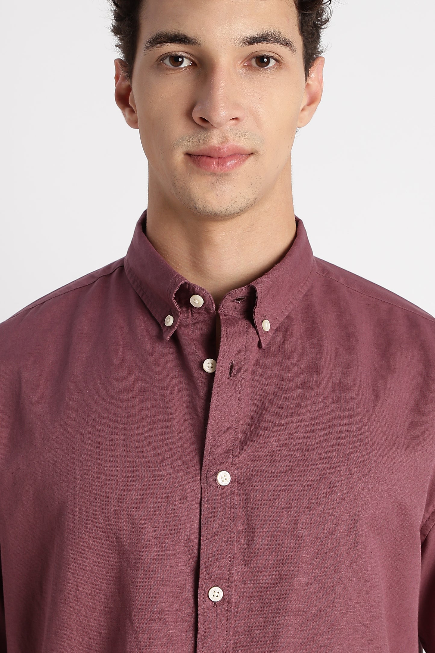 Breathable Cotton Linen Shirt Purple