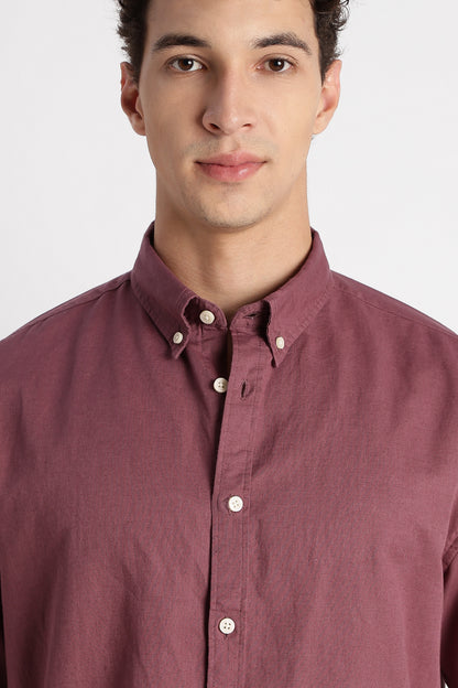 Breathable Cotton Linen Shirt Purple