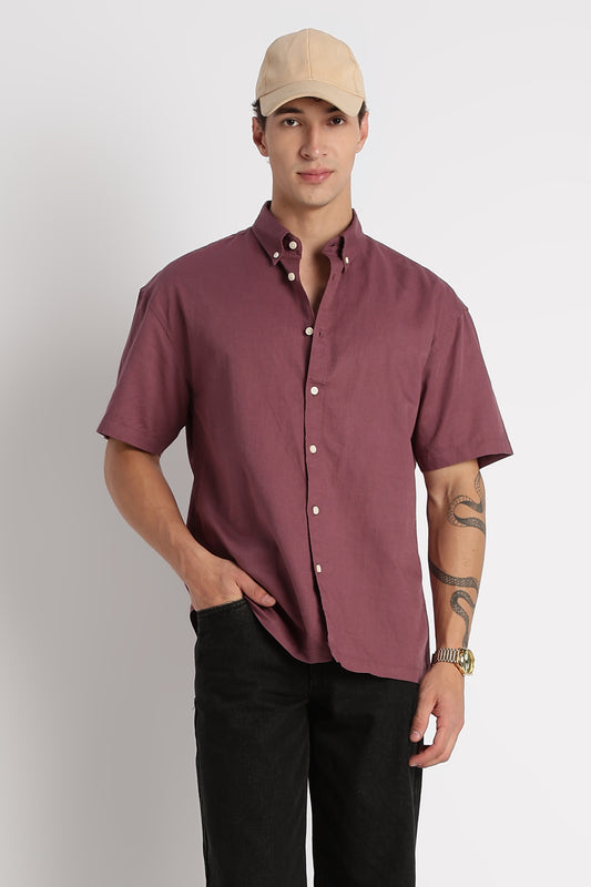 Breathable Cotton Linen Shirt Purple