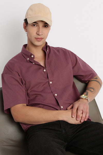 Breathable Cotton Linen Shirt Purple