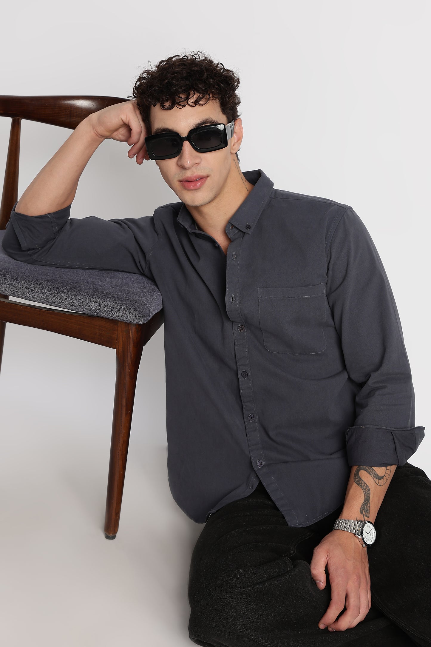 Everyday Essential Solid Shirt Blue Grey