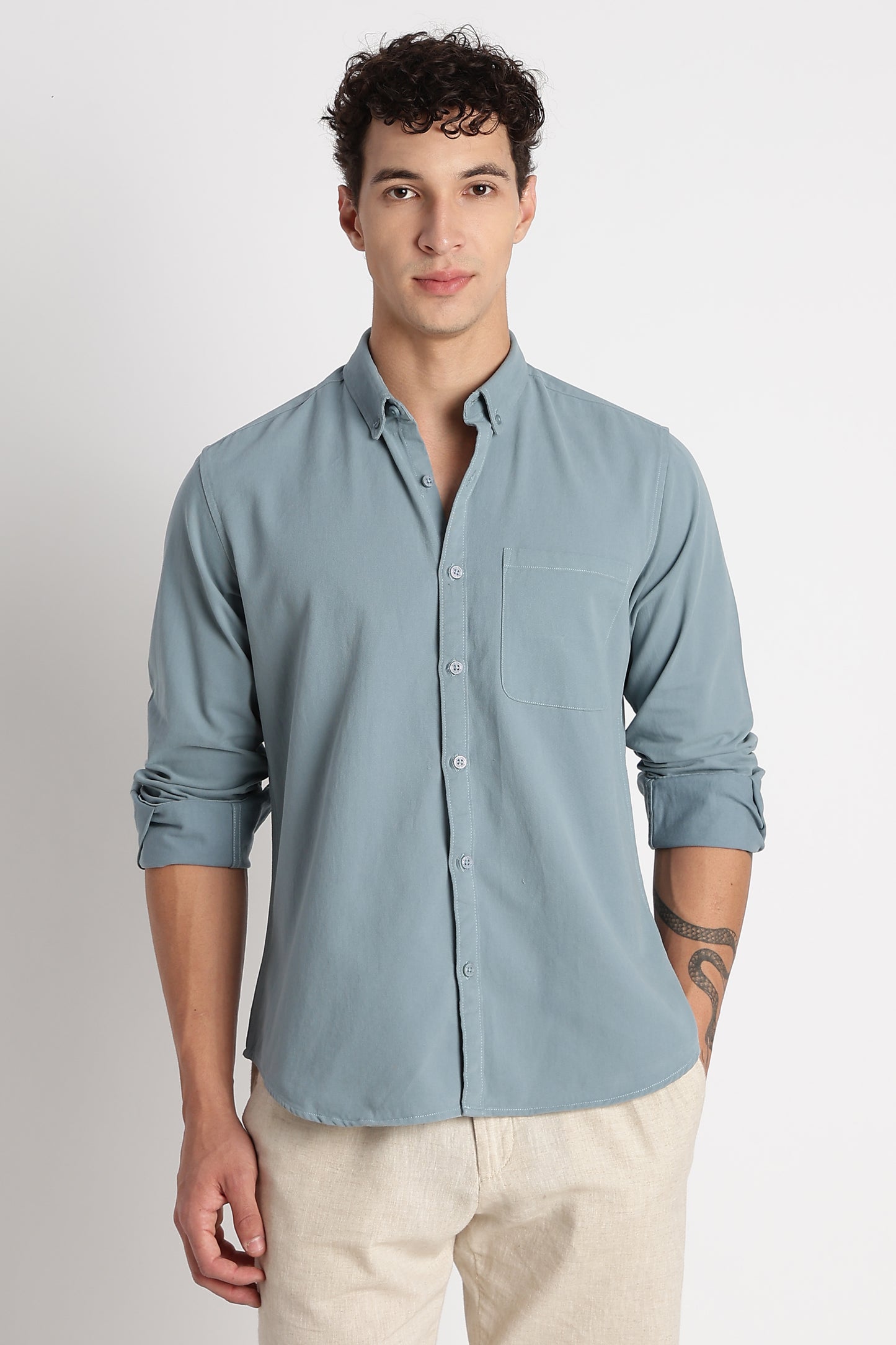 Everyday Essential Solid Shirt Teal Blue
