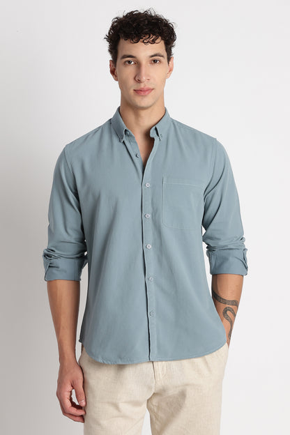 Everyday Essential Solid Shirt Teal Blue