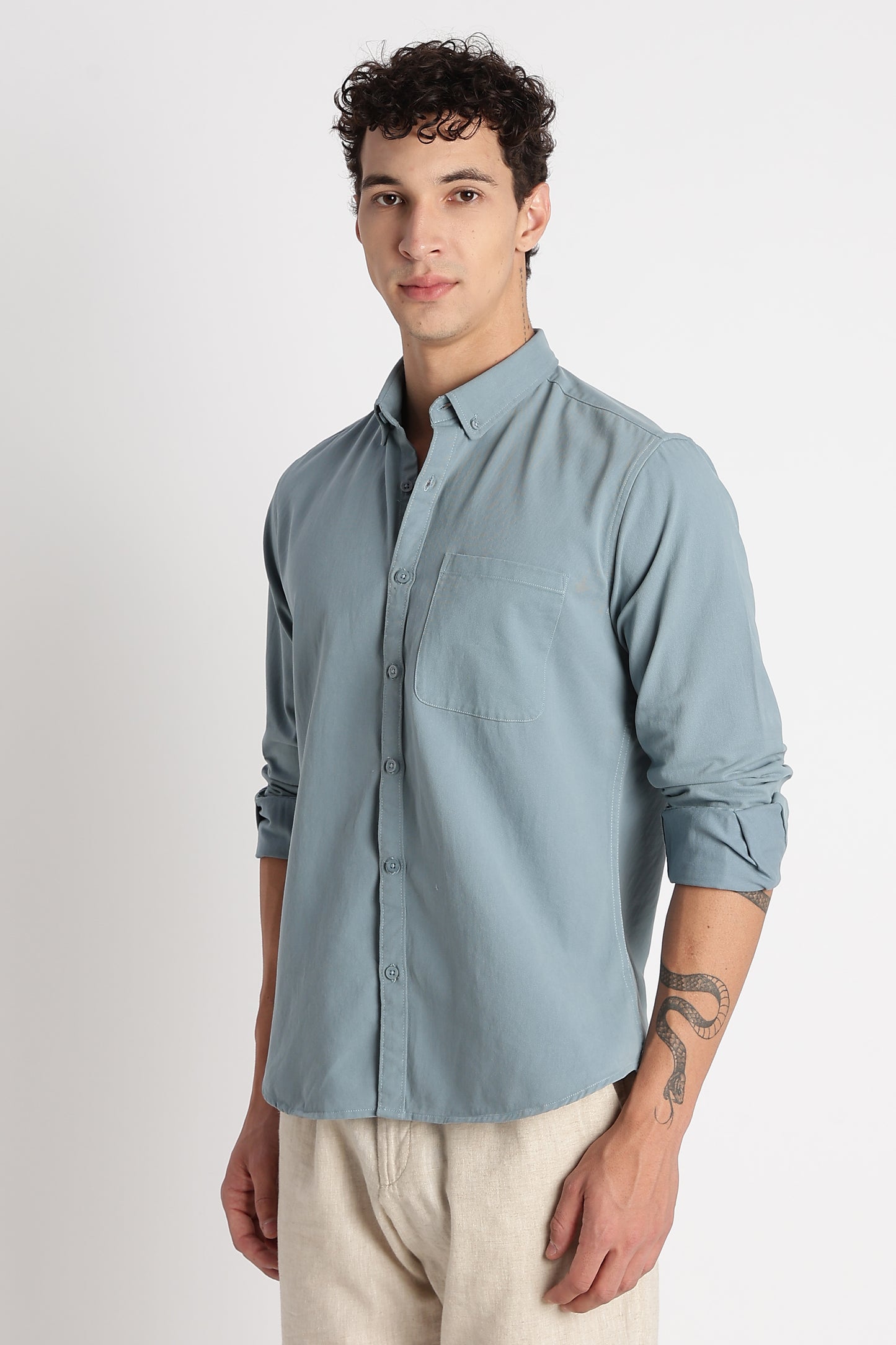 Everyday Essential Solid Shirt Teal Blue