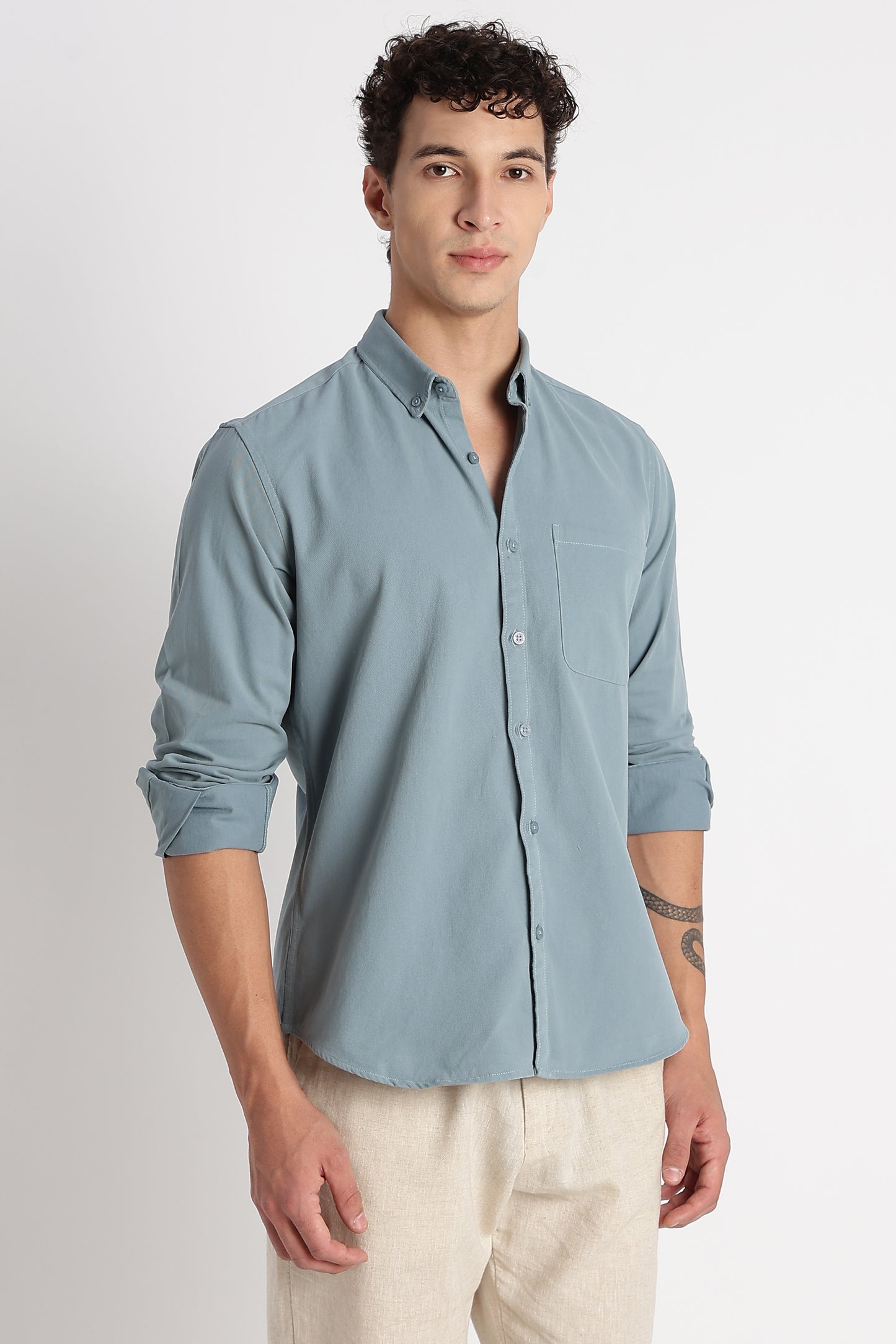 Everyday Essential Solid Shirt Teal Blue