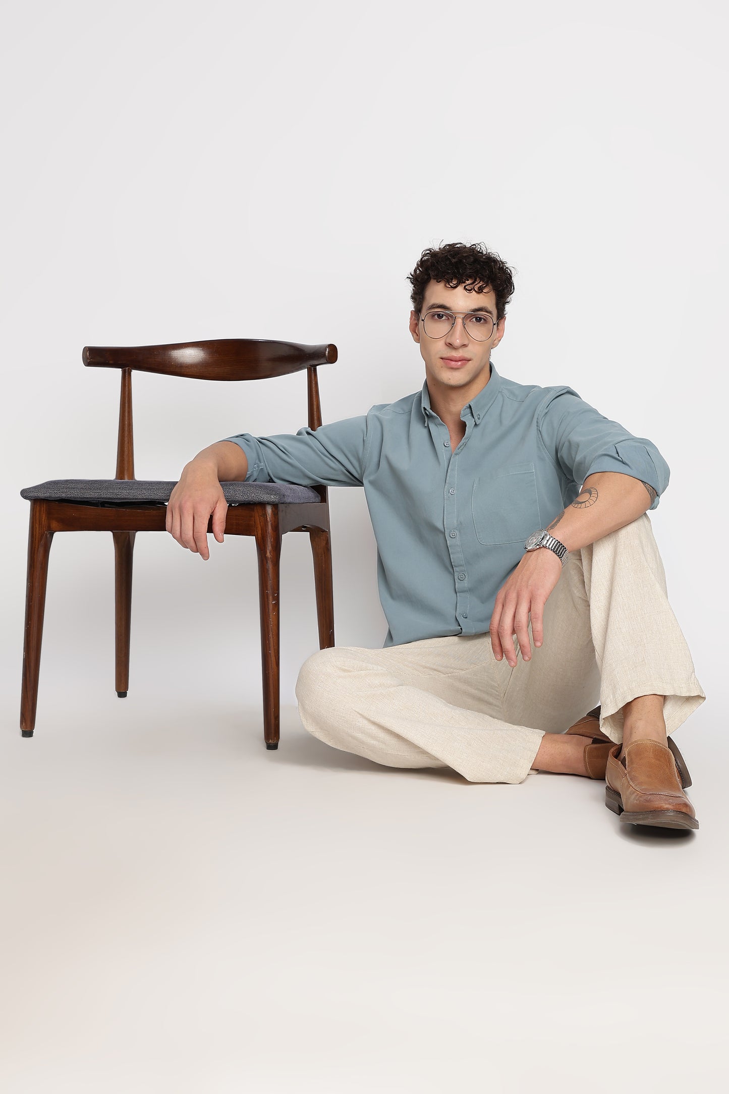 Everyday Essential Solid Shirt Teal Blue