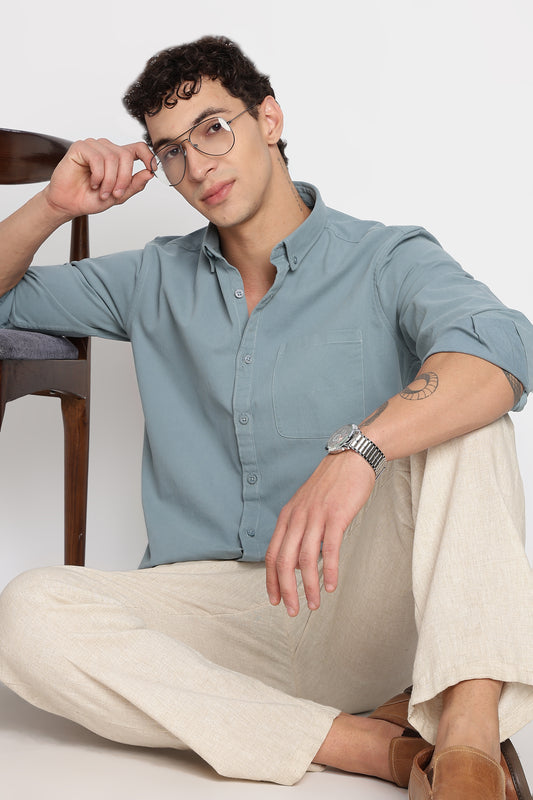 Everyday Essential Solid Shirt Teal Blue