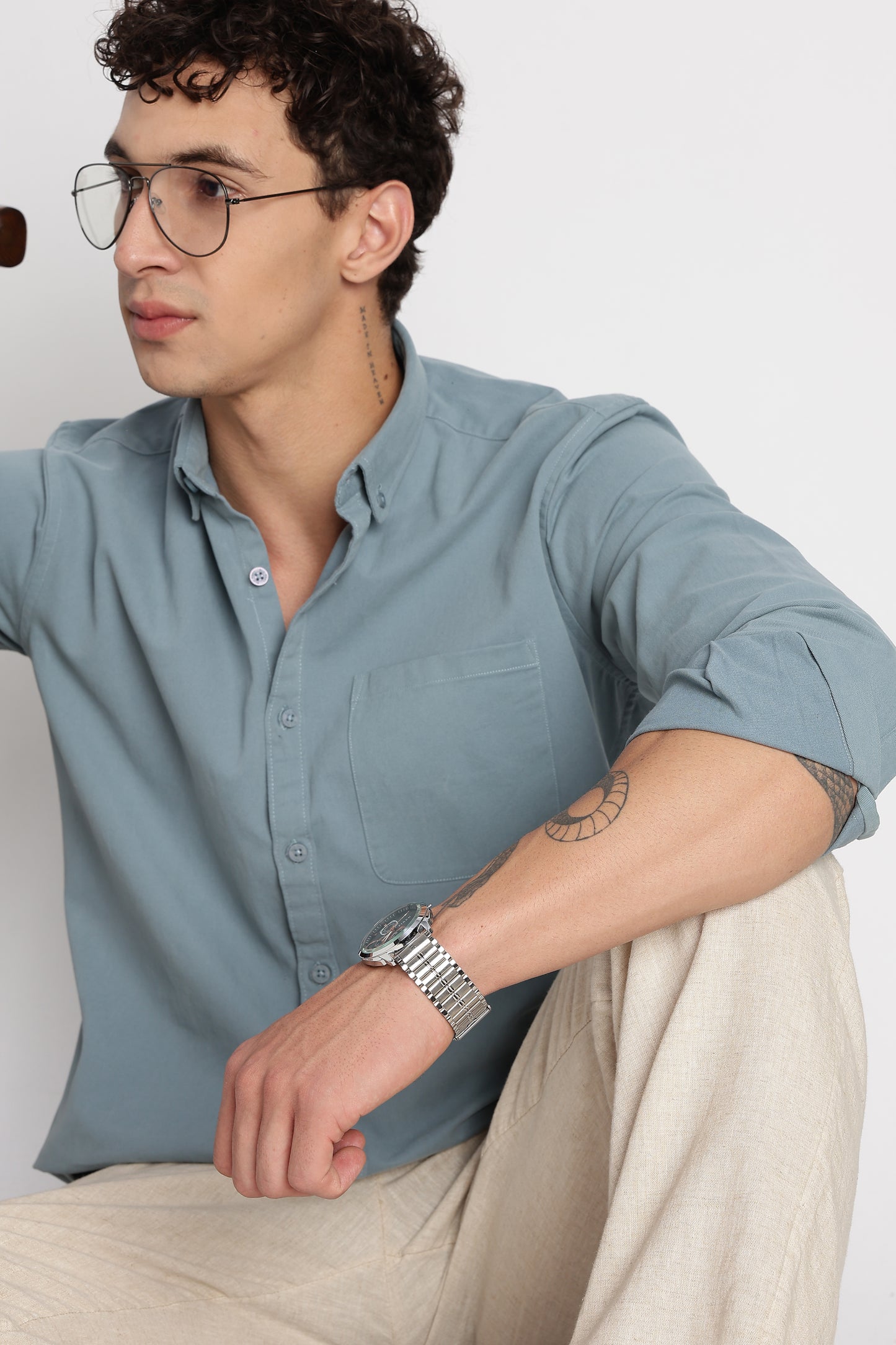 Everyday Essential Solid Shirt Teal Blue