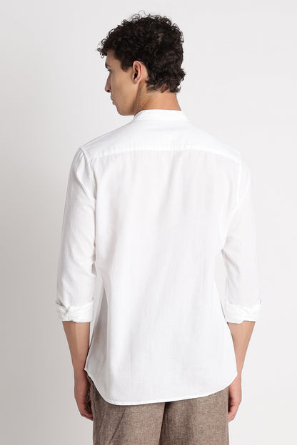 Cotton Linen Slim Fit Shirt White