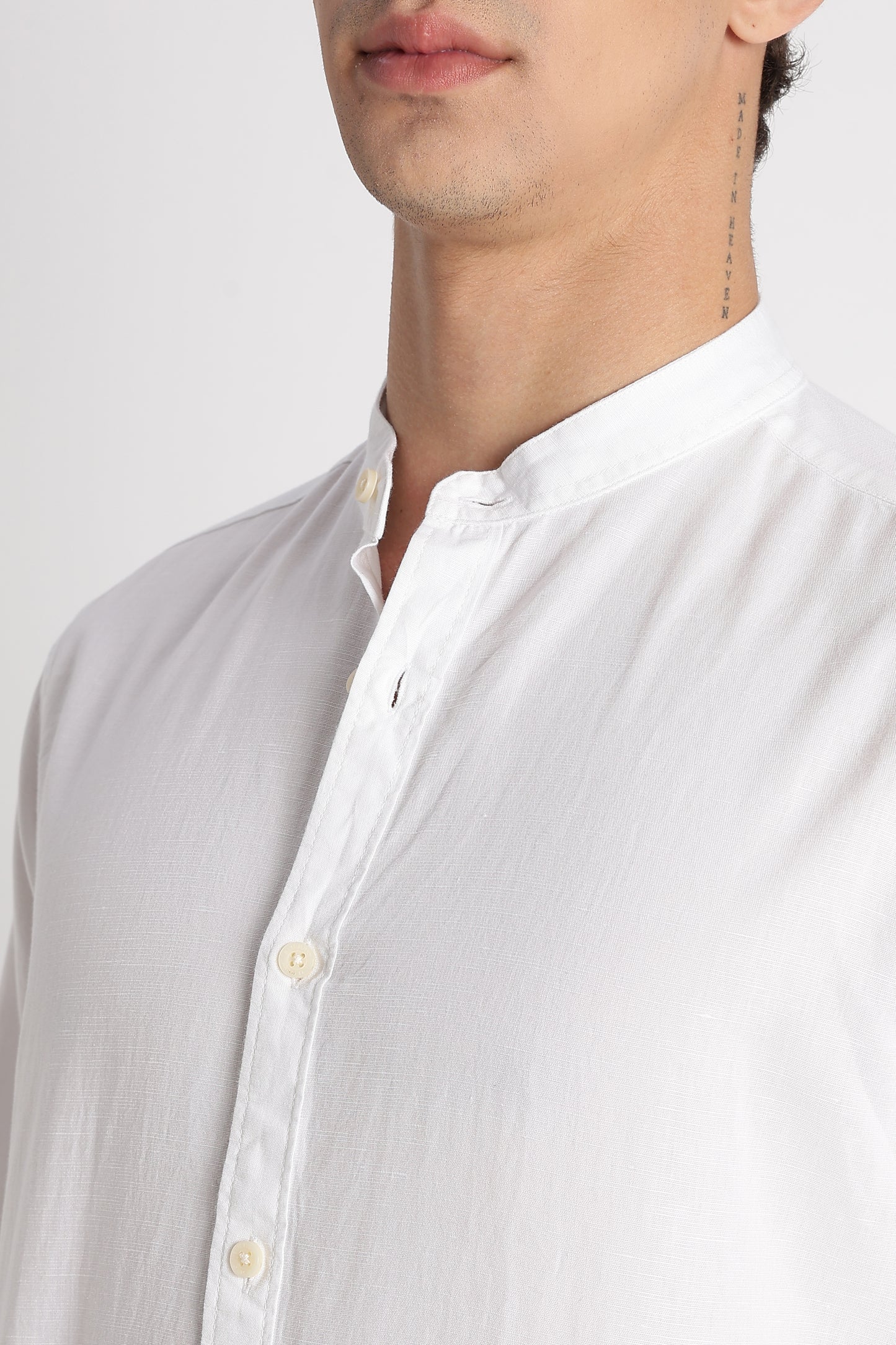 Cotton Linen Slim Fit Shirt White