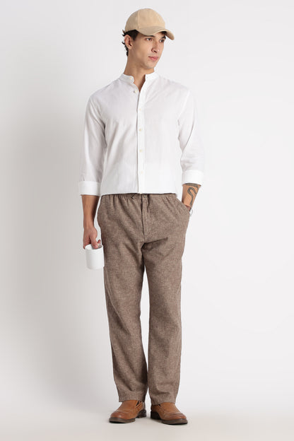 Cotton Linen Slim Fit Shirt White