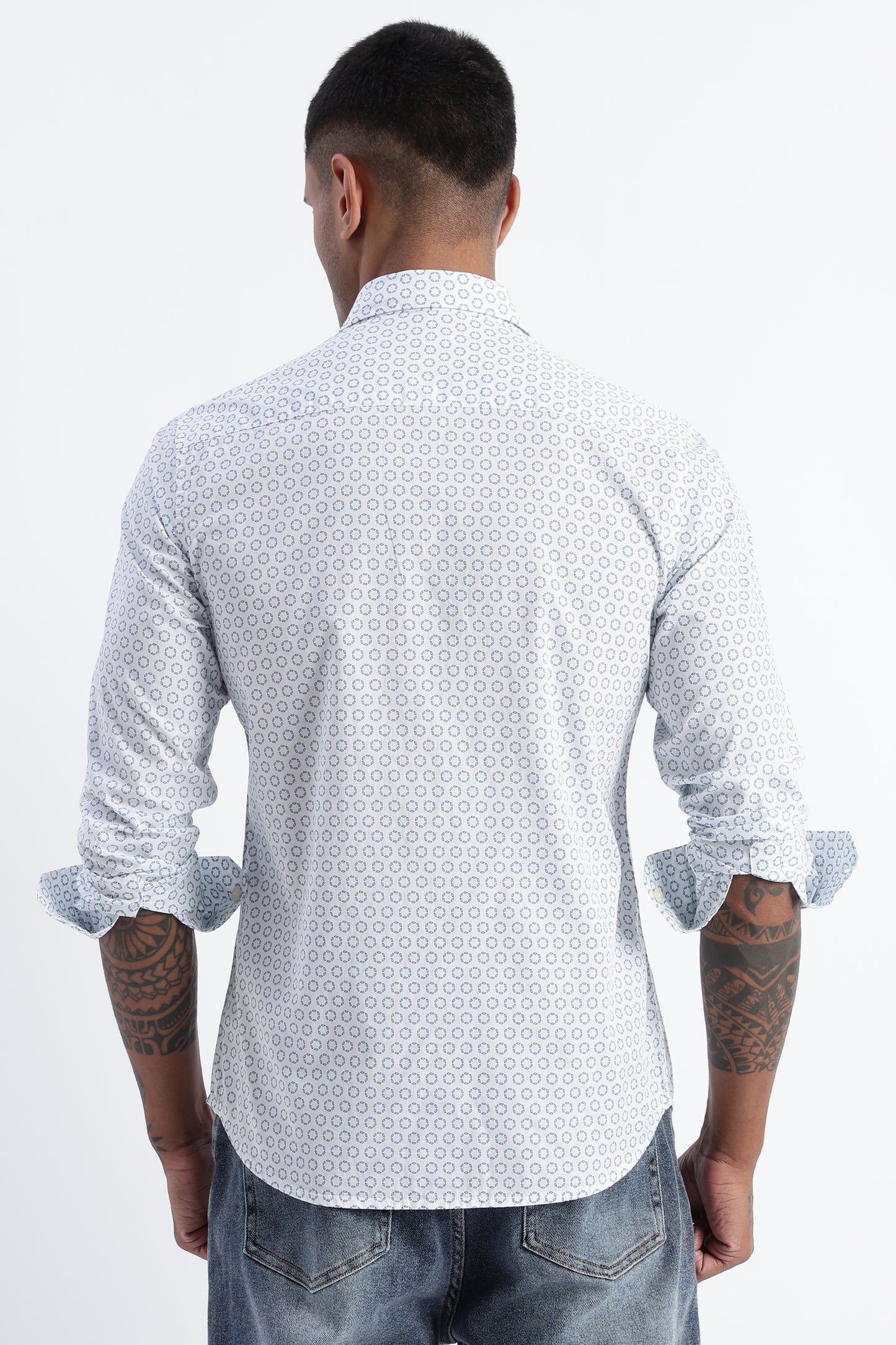 Micro-Print Shirt White