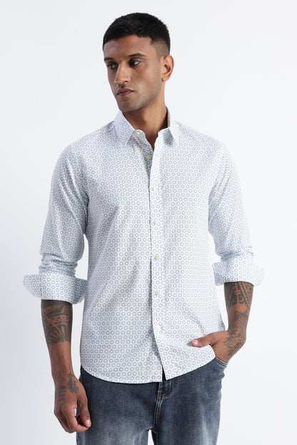 Micro-Print Shirt White
