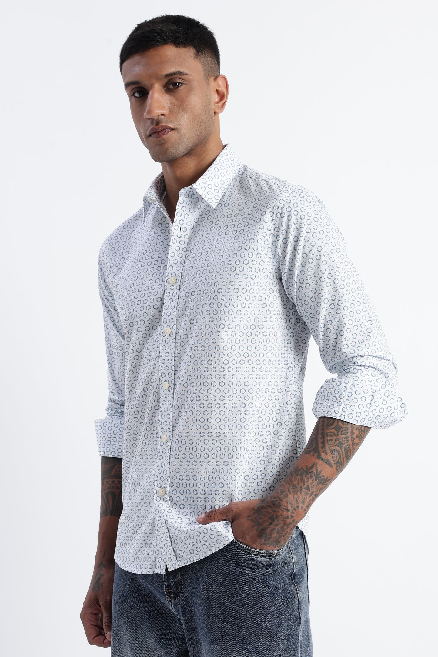 Micro-Print Shirt White