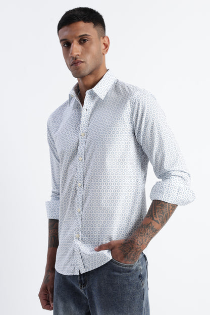 Micro-Print Shirt White